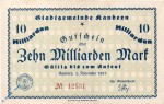 Notgeld Kandern , Stadtgemeinde , 10 Milliarden Mark Schein l-gbr , Keller 2575.a , 01.11.1923 , Baden Großnotgeld