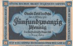 Notgeld Kfm. Verein Oels , 25 Pfennig Schein in kfr. Tieste 5320.05.16 von 1921 , Schlesien Verkehrsausgabe