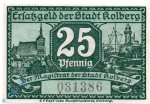 Notgeld Kolberg , 25 Pfennig Schein , Tieste 3650.05.06 , von 1917 , Pommern Verkehrsausgabe