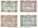 Notgeld Konsum und Spar Belzig 71.1 , Set mit 4 Scheinen in kfr. o.D. Brandenburg Seriennotgeld