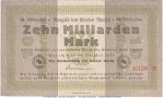 Notgeld Kreis Aurich , 10 Milliarden Mark Schein in L-gbr.E Keller 204.d von 1923 , Niedersachsen Inflation