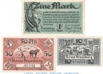 Notgeld Kreisausschuß Dramburg 286.1 , Set mit 3 Scheinen in kfr. von 1920 , Pommern Seriennotgeld