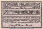 Notgeld Kreis Wanzleben , 25 Pfennig Schein in kfr. Tieste 7710.05.07 von 1918 , Sachsen Anhalt Verkehrsausgabe