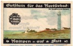 Notgeld Kurverwaltung Kampen , 674.1 , 50 Pfennig Schein in kfr. von 1921 , Schleswig Holstein Seriennotgeld