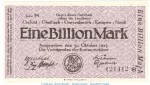 Notgeld Landkreise Crefeld u.w. 1 Billion Mark Schein in kfr. Keller 914.a von 1923 , Rheinland Inflation