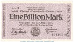 Notgeld Landkreise Crefeld u.w. 1 Billion Mark Schein in L-gbr. Keller 914.a von 1923 , Rheinland Inflation