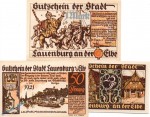 Notgeld Lauenburg a. d. Elbe , Set mit 3 Scheinen in kfr. Mehl Grabowski 774.1, 2 , von 1921 , Schleswig Holstein Seriennotgeld