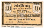 Notgeld Leihkasse Aurich , 10 Pfennig Schein in gbr. Tieste 0270.10.02 von 1918 , Niedersachsen Verkehrsausgabe