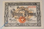 Notgeld München , Stadt , 50 Pfennig Schein , Tieste 4680.1810.01 , von 1918 , Bayern Verkehrsausgabe