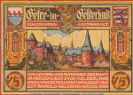 Notgeld Männergesangsverein Geldern 415.2 , 75 Pfennig Schein -B- Nr.1 in kfr. von 1921 , Westfalen Seriennotgeld