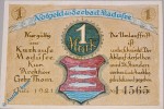 Notgeld Kurdirektion Thom Madüsee 850.2 , 1 Mark Schein in kfr. von 1921 , Pommern Seriennotgeld