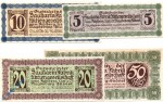 Notgeld Magdeburg , Saccarin Fabrik , Set mit 4 Scheinen , Tieste 4340.05.10 bis 13 , Sachsen Verkehrsausgabe