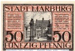 Notgeld Marburg , 50 Pfennig Schein Reihe IV in kfr. Tieste 4365.05.15 , von 1918 , Hessen Verkehrsausgabe