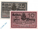 Notgeld Marienberg , Set mit 2 Scheinen , Tieste 4370.05.05 und 06 , von 1917 , Sachsen Verkehrsausgabe