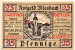 Notgeld Miesbach , 25 Pfennig Schein in kfr. Mehl Grabowski 888.2 , von 1921 , Bayern Seriennotgeld