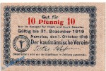 Notgeld Namslau , 10 Pfennig Schein in kfr. Tieste 4755.05.10 , von 1918 , Schlesien Verkehrsausgabe