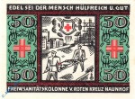 Notgeld Naunhof , rotes Kreuz , 50 Pfennig Schein Nr 2 , Mehl Grabowski 929.1 , von 1921 , Sachsen Seriennotgeld