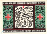 Notgeld Naunhof , rotes Kreuz , 50 Pfennig Schein Nr 4 , Mehl Grabowski 929.1 , von 1921 , Sachsen Seriennotgeld