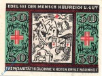 Notgeld Naunhof , rotes Kreuz , 50 Pfennig Schein Nr 5 , Mehl Grabowski 929.1 , von 1921 , Sachsen Seriennotgeld