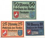 Notgeld Neuhaus a. Oste , Set mit 3 Scheinen , Parkett , Mehl Grabowski 947.2 , von 1921 , Niedersachsen Seriennotgeld