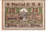 Notgeld Oberlind , 50 Pfennig Schein grau in kfr. Tieste 5265.05.10 , von 1919 , Thüringen Verkehrsausgabe