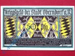 Notgeld Oberndorf , Einzelschein über 50 Pfennig , Tieste 5275.01 , von 1918 , Württemberg Verkehrsausgabe