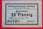 Notgeld Ortenburg , Schein über 25 Pfennig , Tieste 5420.56 , von 1919 , Bayern Verkehrsausgabe