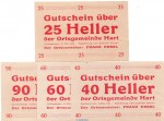 Notgeld Ortsgemeinde Hart S.351.I.c rot , Set mit 4 Scheinen in kfr. o.D. Notgeld Oberösterreich