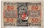 Notgeld Passau , 50 Pfennig Schein in kfr. Tieste 5515.05.010 , von 1918 , Sachsen Verkehrsausgabe