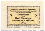 Notgeld Penzberg , 5 Pfennig Schein in kfr. Tieste 5560.05.20 , von 1917 , Bayern Verkehrsausgabe