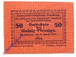 Notgeld Penzberg , Bayern , Einzelschein über 50 Pfennig , Tieste 5560.06 , von 1917 , Verkehrsausgabe