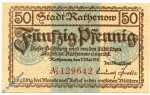 Notgeld Rathenow , 50 Pfennig Schein weiß , Tieste 5915.10.04 , von 1917 , Brandenburg Verkehrsausgabe