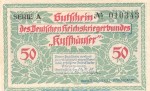 Notgeld RKB Kyffhäuser Berlin 91.1 , 50 Pfennig Schein -A- in kfr. von 1921 , Brandenburg Seriennotgeld