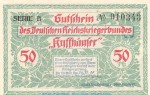 Notgeld RKB Kyffhäuser Berlin 91.1 , 50 Pfennig Schein -B- in kfr. von 1921 , Brandenburg Seriennotgeld