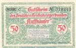 Notgeld RKB Kyffhäuser Berlin 91.1 , 50 Pfennig Schein -C- in kfr. von 1921 , Brandenburg Seriennotgeld