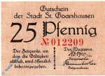 Notgeld Sankt Goarshausen , 25 Pfennig Schein , Tieste 6415.05.03 , Rheinland Verkehrsausgabe