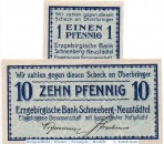 Notgeld Schneeberg Neustädtel , Set mit 2 Scheinen in kfr. Tieste 6605.05.01-02 , von 1918 , Sachsen Verkehrsausgabe