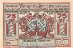 Notgeld Sparkasse Naugard 923.1.a , 75 Pfennig Schein -grün gest- in kfr. von 1922 , Pommern Seriennotgeld