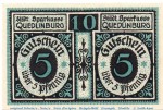Notgeld Sparkasse Quedlinburg 1088.1 , 10 Pfennig Doppelschein in kfr. von 1921 , Sachsen Anhalt Seriennotgeld