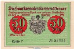 Notgeld Sparkasse Weener a.d. Ems , 50 Pfennig Schein Konto F in kfr. o.D. Niedersachsen Seriennotgeld