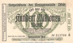 Notgeld Speyer - Kreisgemeinde Pfalz , 100 Millionen Mark Schein in kfr. Keller 4286.c von 1923 , Pfalz Inflation