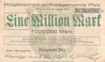 Notgeld Speyer - Kreisgemeinde Pfalz , 1 Million Mark Schein in gbr. Keller 4286.b von 1923 , Pfalz Inflation