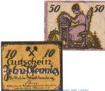 Notgeld Stadt Annaberg 0145.15.10-11 , Set mit 2 Scheinen in kfr. o.D. , Sachsen Verkehrsausgabe