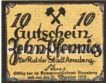 Notgeld Stadt Annaberg 0145.15.10 , 10 Pfennig Schein in kfr. o.D. , Sachsen Verkehrsausgabe