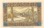 Notgeld Stadt Bad Reichenhall , 50 Pfennig Schein in kfr. Tieste 5990.20.10 von 1919 , Bayern Verkehrsausgabe