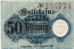 Notgeld Stadt Bamberg 0310.05.15 , 50 Pfennig Schein Ohne B in kfr. von 1919 , Bayern Verkehrsausgabe