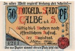 Notgeld Stadt Calbe 213.2 , 50 Pfennig roter Stempel in kfr. o.D. Sachsen Anhalt Seriennotgeld