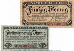 Notgeld Stadt Crefeld 1220.05.25-26 , Set mit 2 Scheinen H in kfr. von 1920 , Rheinland Verkehrsausgabe