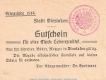 Notgeld Stadt Dinslaken , 1 Mark Schein in kfr. Dießner 83.1.b von 1914 , Rheinland Notgeld 1914-15