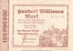 Notgeld Stadt Dippoldiswalde , 100 Millionen Mark Schein in L-gbr. Keller 1025.d von 1923 , Sachsen Inflation